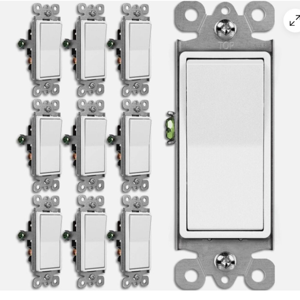 Bestten 10 Pack 3-Way Rocker Light Switch Model USP-LS03N White 15A 120/277V